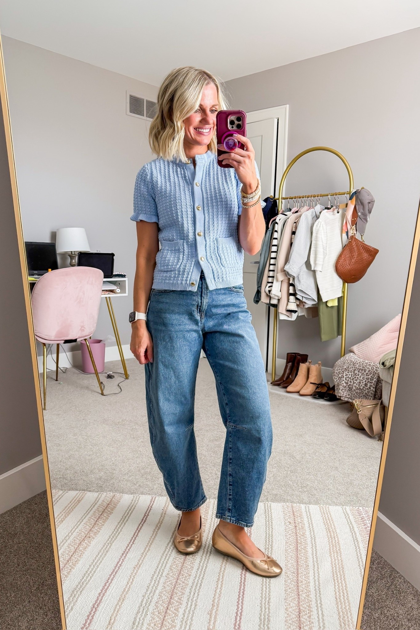 Spring outfit with barrel jeans! 

#LTKootd #LTKOver40 #LTKmomlife