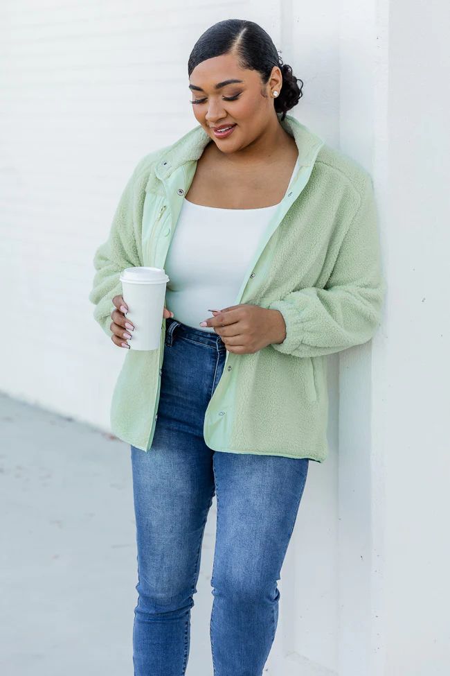 Making Time For Me Lime Sherpa Jacket DOORBUSTER | Pink Lily