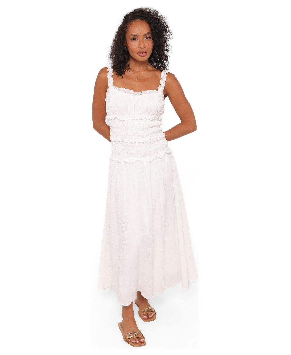Petal and Pup Women's Enola Gather Midi Dress - White | Macy's