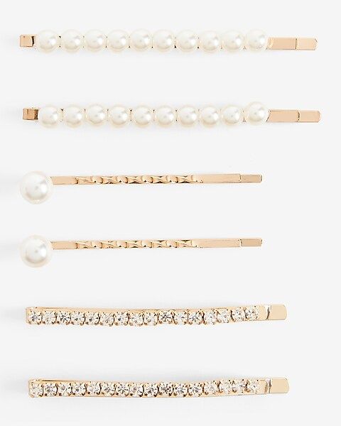 Set Of 6 Rhinestone & Pearl Clips | Express