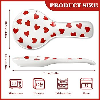 Whaline 9.4 Inch Valentine's Day Spoon Rest Ceramic Spoon Holder White Red Love Heart Cooking Ute... | Amazon (US)