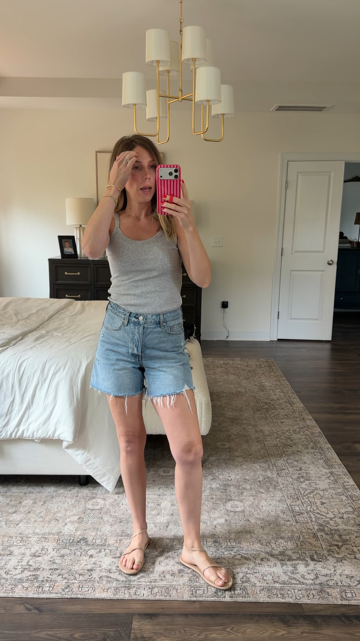 Excellent denim shorts! Fit a tiny bit big, if between sizes, go with your smaller size!