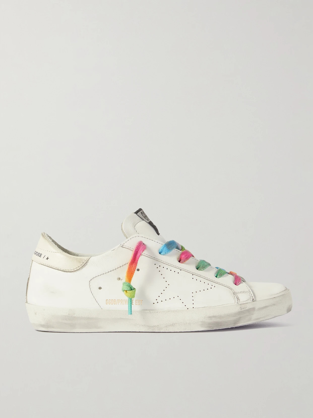 Golden Goose - Superstar Perforated Distressed Leather Sneakers - White | NET-A-PORTER (US)