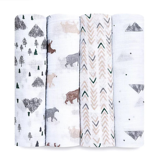 aden + anais™ essentials 4-Pack Bear Cotton Muslin Swaddles ...