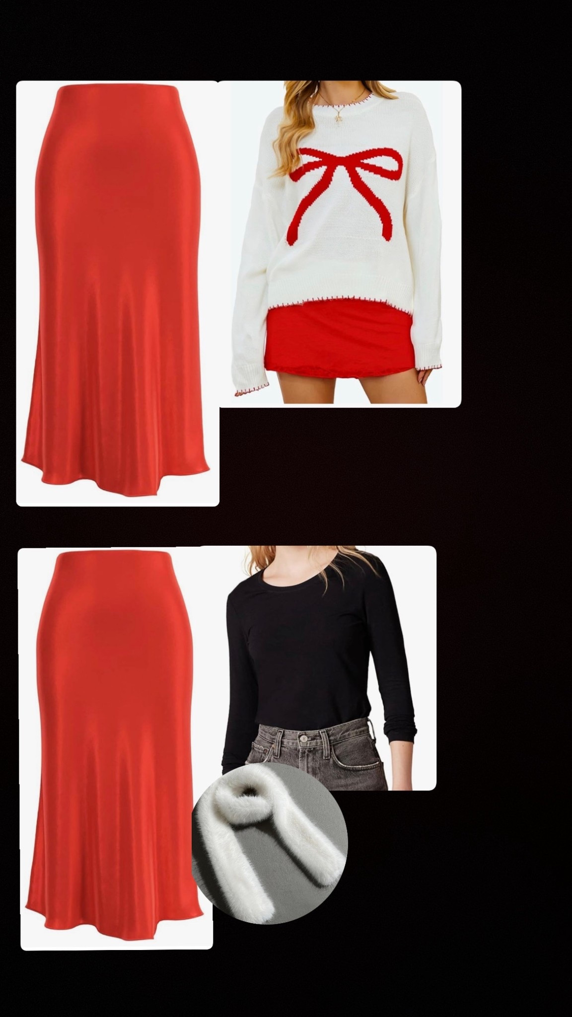 Still need a holiday outfit? These are a few classy options! They're festive yet tasteful!
#xmasoutfit
#holidayoutfit #christmasoutfit
#familyphoto #christmas #outfitidea #easyoutfits #festiveoutfits
#classyoutfits #bow #midiskirt #fauxfur #fur #scarf #furshawl #easyoutfit #xmas2025

#LTKFindsUnder100 #LTKHoliday #LTKSeasonal