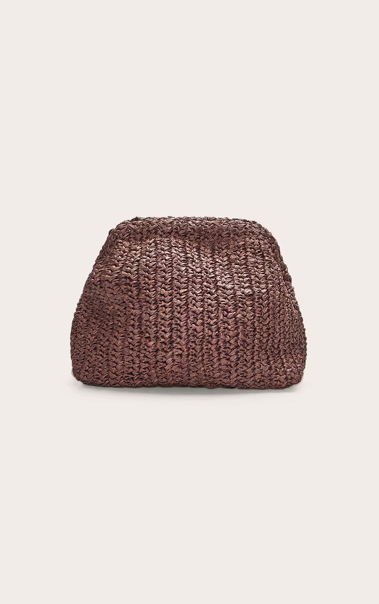 Chocolate Raffia Slouchy Clutch | Accessories | PrettyLittleThing UK