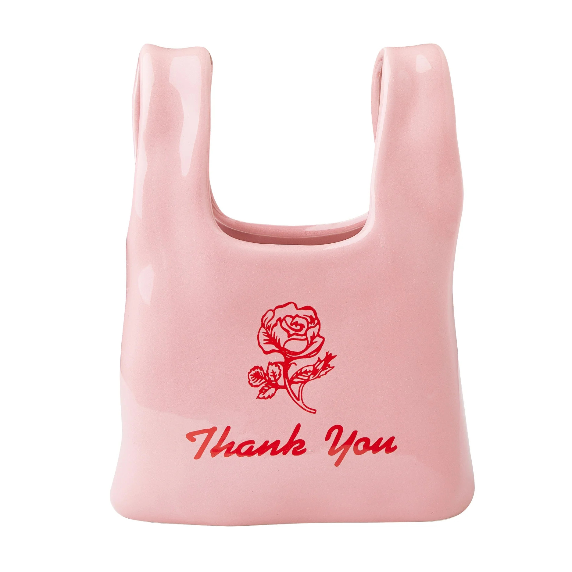 Mainstays Pink Bodega Shopping Bag Ceramic Vase, 5.9" L x 9" H | Walmart (US)