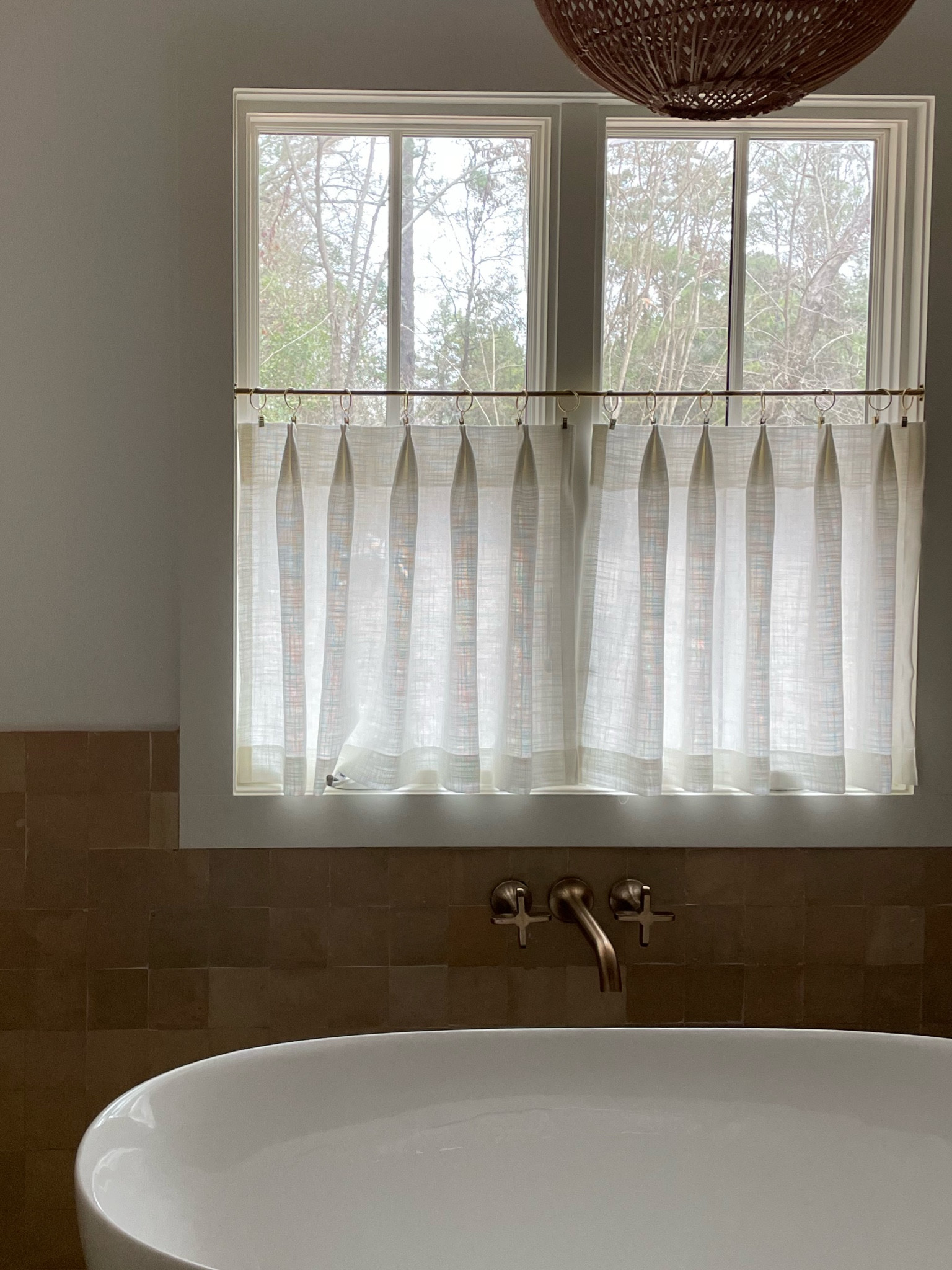 Super sweet and helpful Etsy shop! I sent her my measurements and asked her opinion and she was very helpful. Linking the rings and then the curtain rod is from Pepe and Carols! 