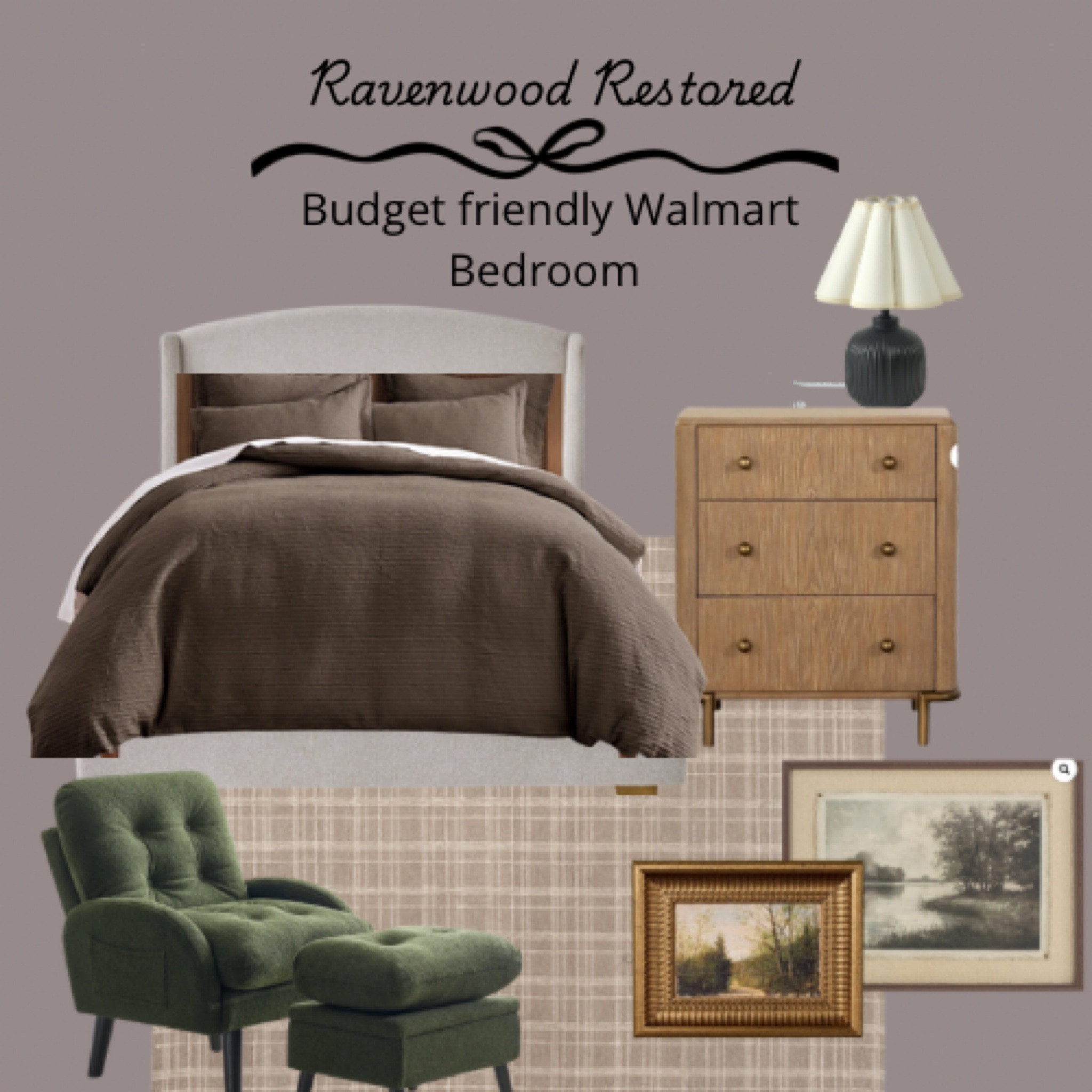 Walmart
Moody bedroom
Budget friendly
Primary bedrokm
Nightstand
Vintage art
Green accent chair

#LTKFindsUnder50 #LTKHome