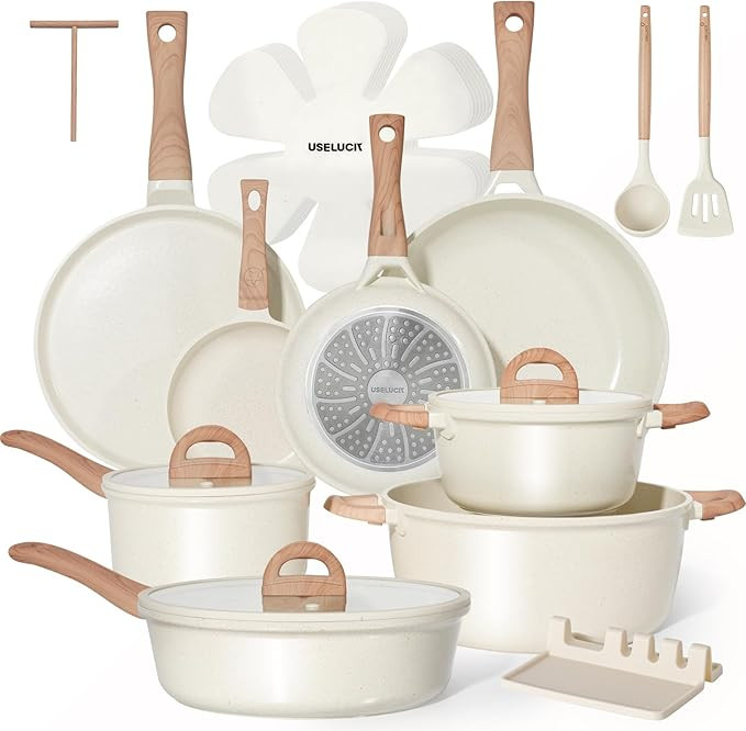 Juego de ollas y sartenes antiadherentes, no tóxicos, 22 piezas de utensilios de cocina de cerá... | Amazon (US)