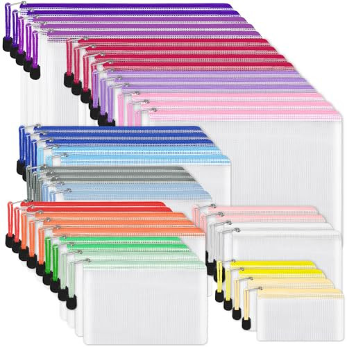 EOOUT 42pcs Mesh Zipper Pouch, 8 Sizes Waterproof Zipper Bags, 17 Colors, Multipurpose for Board Games Travel Storage, School Supplies, and Home Organization | Amazon (US)