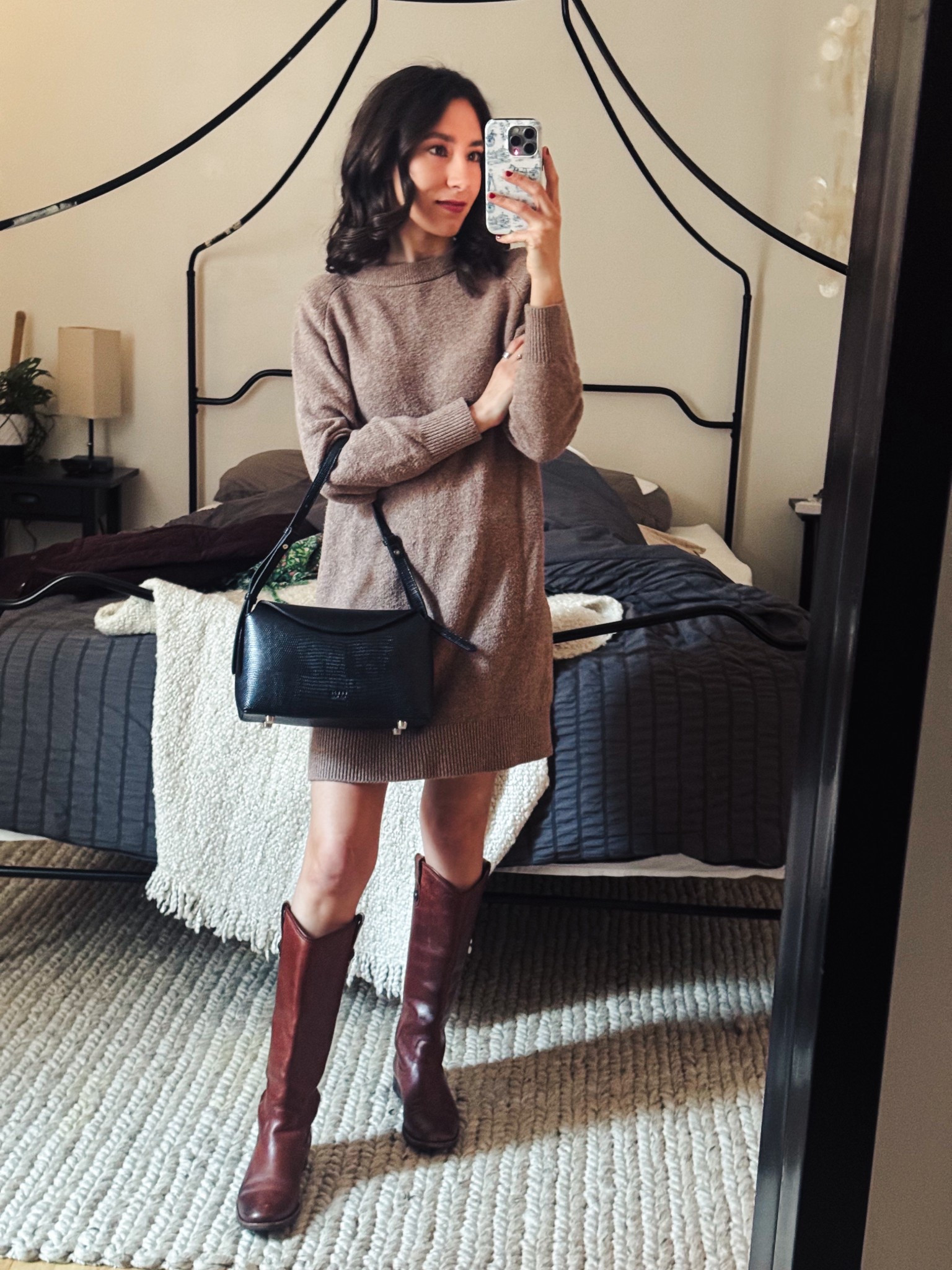 Headed out to dinner with my sweater dress and Frye riding boots  

#LTKSeasonal #LTKPetite