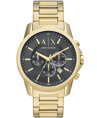 Men's Chronograph Gold-Tone Stainless Steel Bracelet Watch 44mm | Macy's