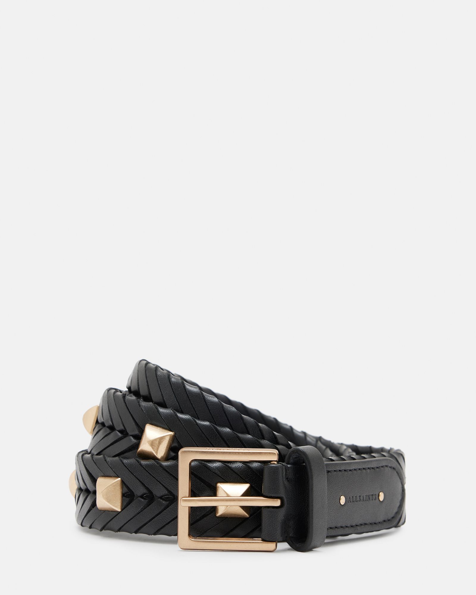 Athena Woven Leather Studded Belt | AllSaints US