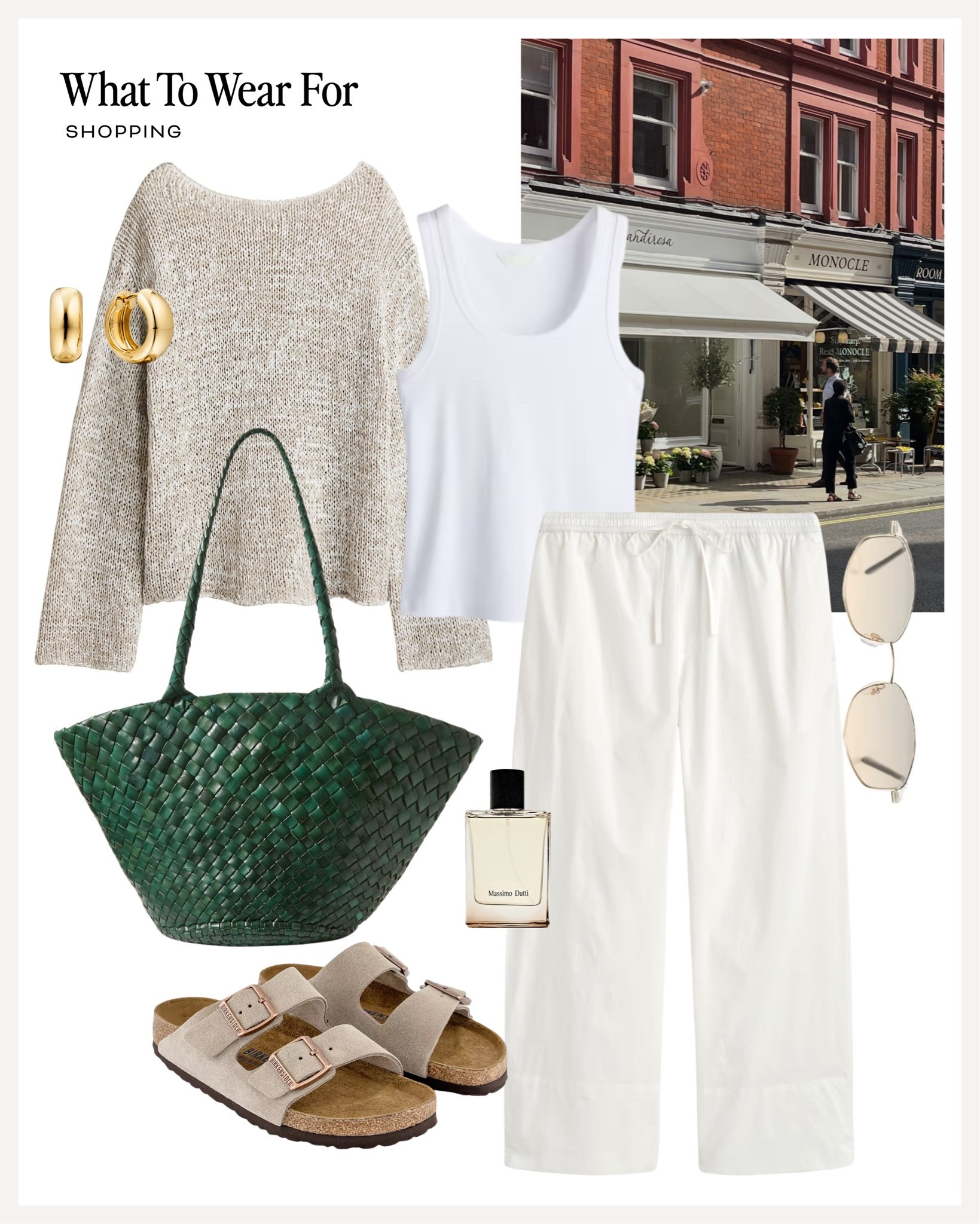 Shopping 🛍️ 

Summer style, white cotton trousers, neutral knit, Birkenstock sandals, green straw bag, dragon diffusion, effortless style

#LTKsummer