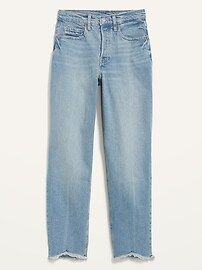 Extra High-Waisted Button-Fly Curvy Sky-Hi Straight Cut-Off Jeans for Women | Old Navy (US)