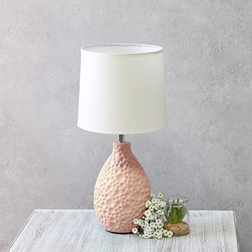 Simple Designs LT2003-PNK Textured Stucco Ceramic Oval Table Lamp, Pink | Amazon (US)