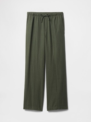 Mid Rise Linen-Blend Pull-On Wide-Leg Pants | Gap Factory