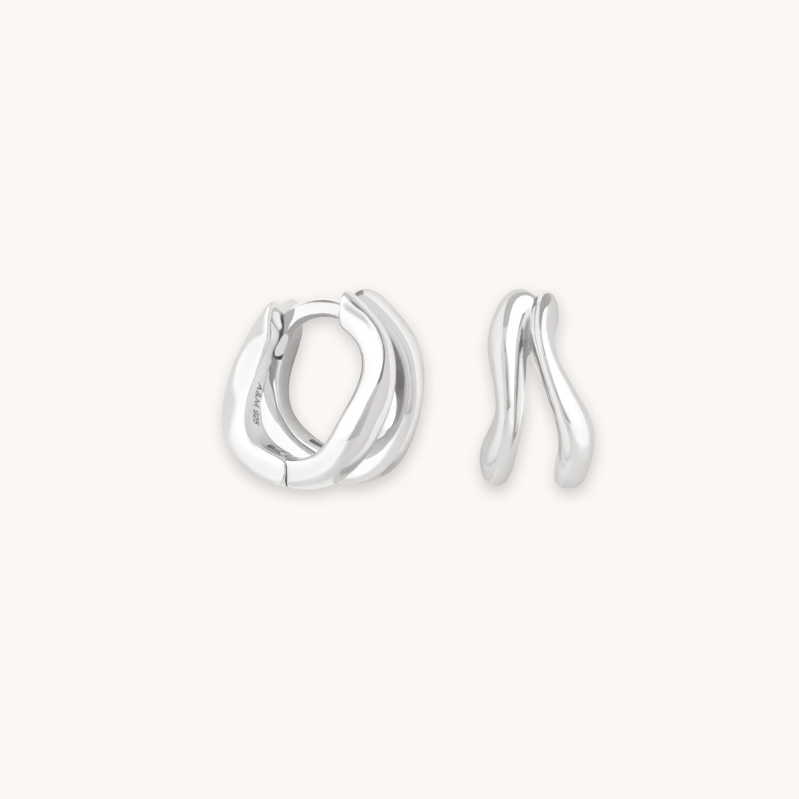 Molten Duo Silver Huggies | Astrid & Miyu Earrings | Astrid and Miyu