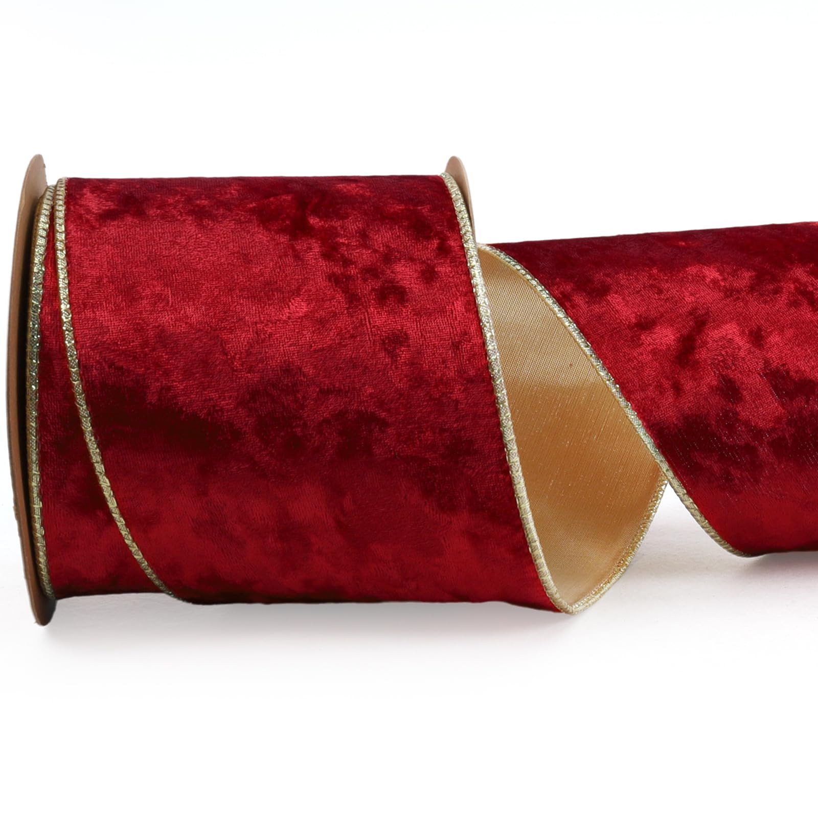LaRibbons Christmas Ribbon Wired Red Velvet Ribbons Red Crushed Christmas Ribbon for Gift Wrappin... | Amazon (US)