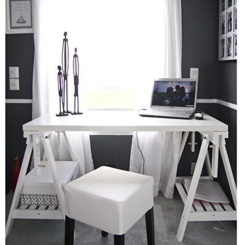 Ikea Linnmon White Desk Table 47x23" with 2 Trestle Shelf Legs Height and Angle Adjustable, Drawing  | Amazon (US)