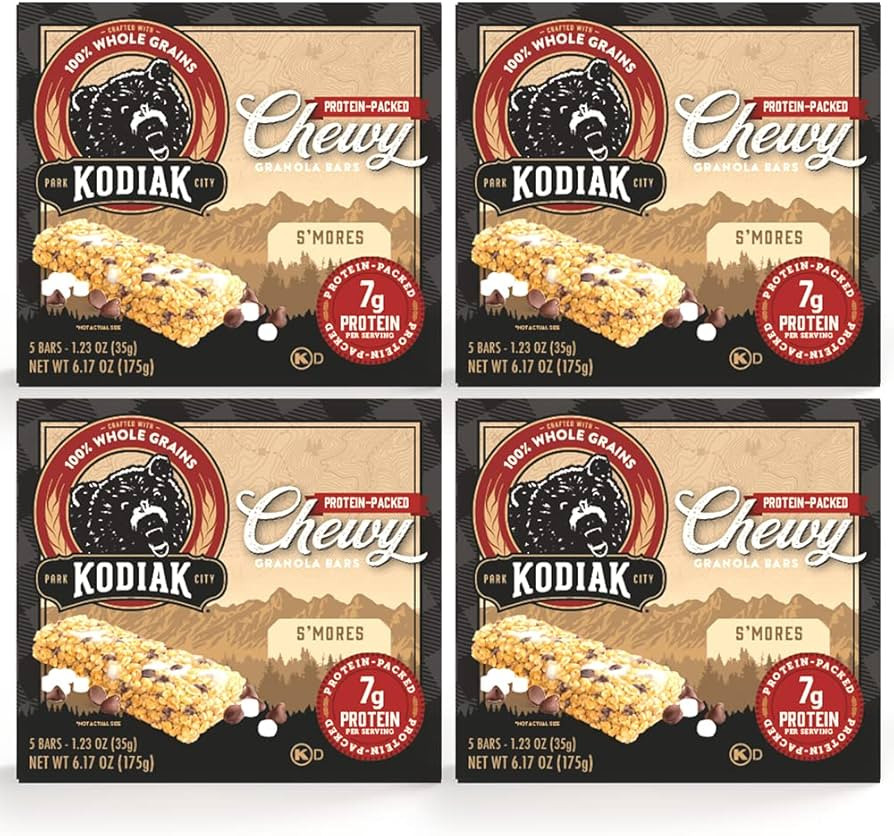 Kodiak Cakes Protein Chewy Granola Bar, S'mores, (Pack of 4 Boxes) | Amazon (US)