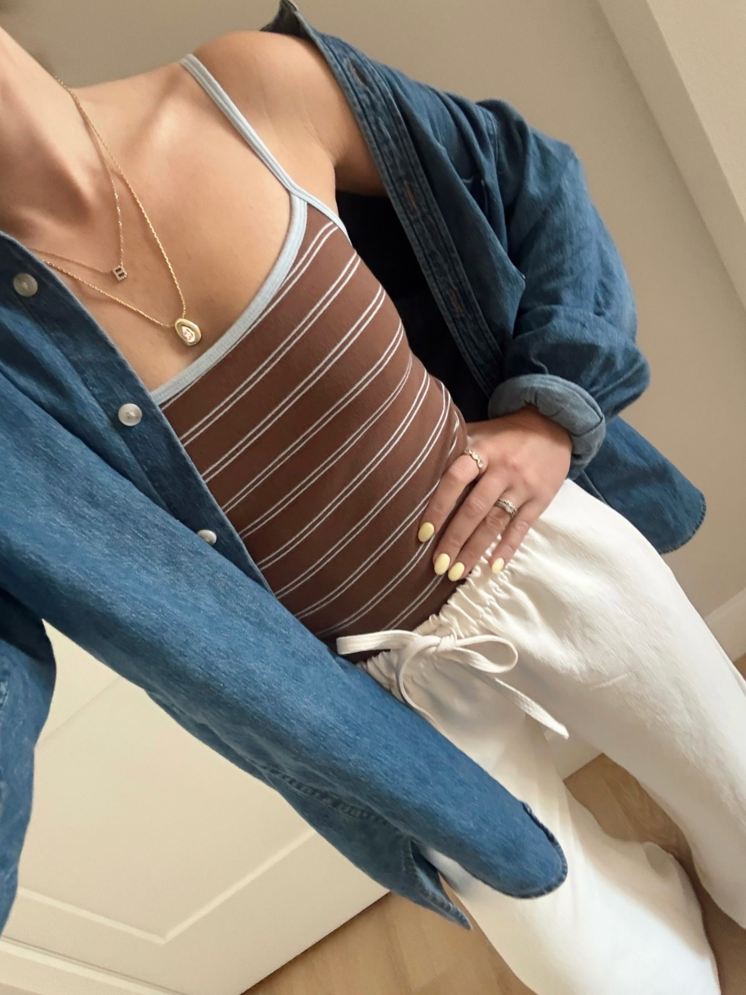 My favorite bra free tank has been restocked in this color and is on major sale! Use code AFSUMMER for an extra 15% off too! Wearing a xs and small button down and small pants

Abercrombie style, summer style, bra free, aritzia, lodge pants, denim button down