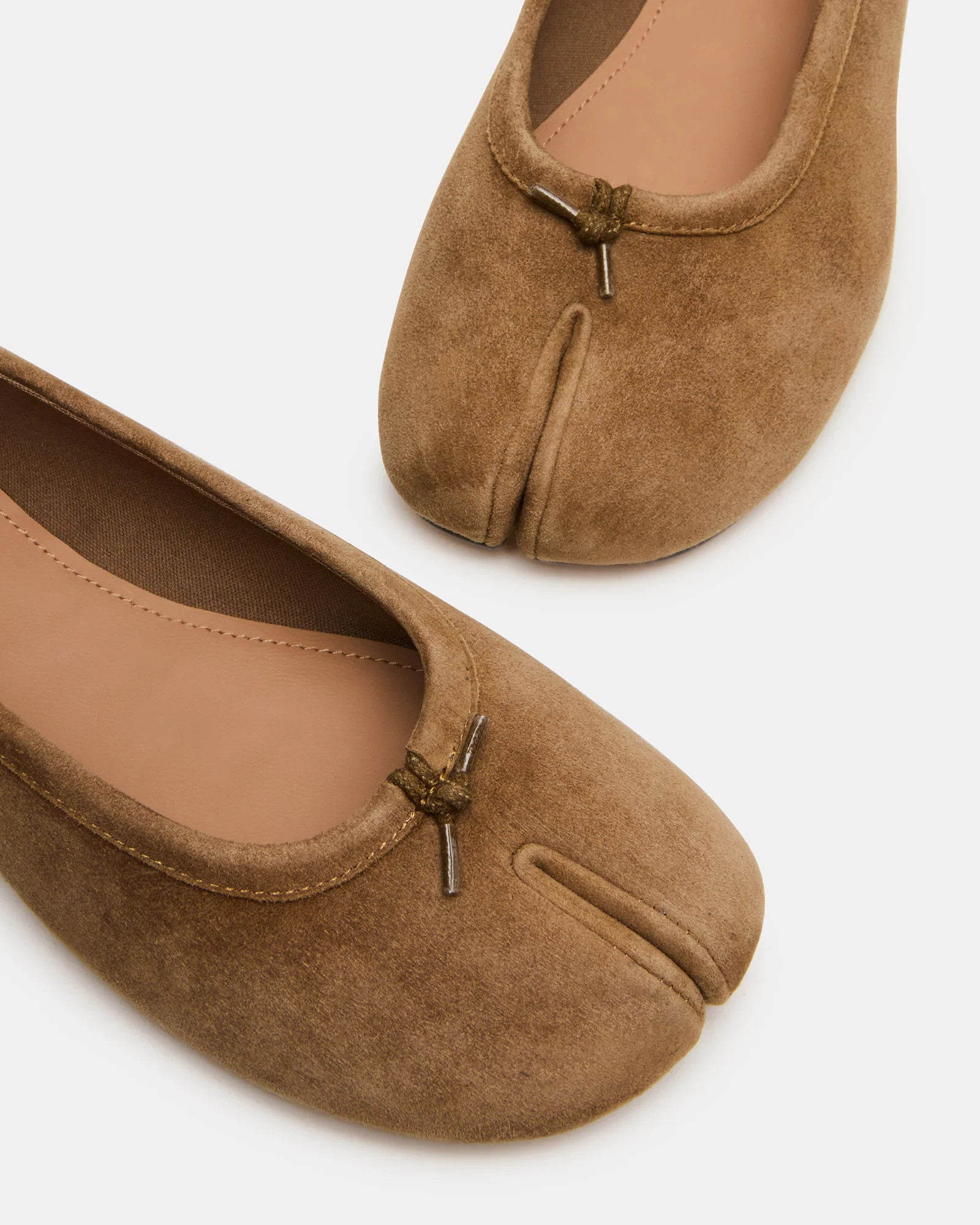 CALICO Taupe Suede Split Toe Tabi Women's Ballet Flat | Steve Madden (US)