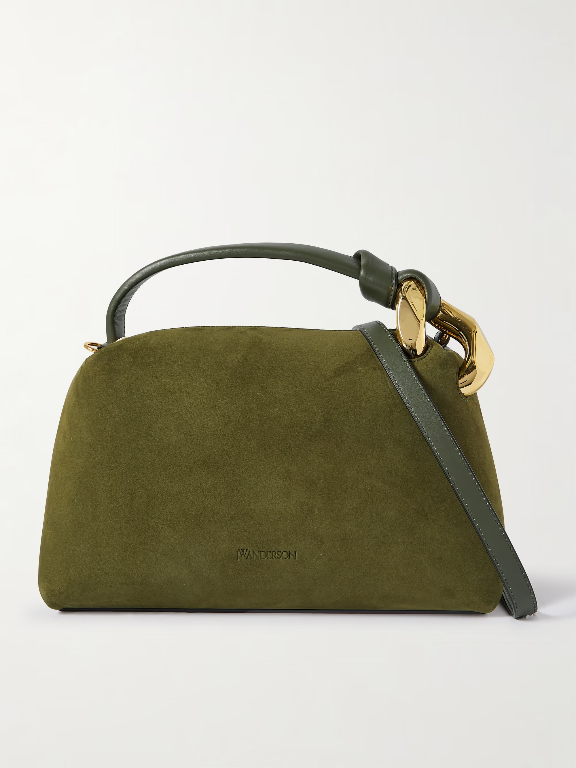JWA Corner small chain-embellished nubuck and leather shoulder bag | NET-A-PORTER (UK & EU)