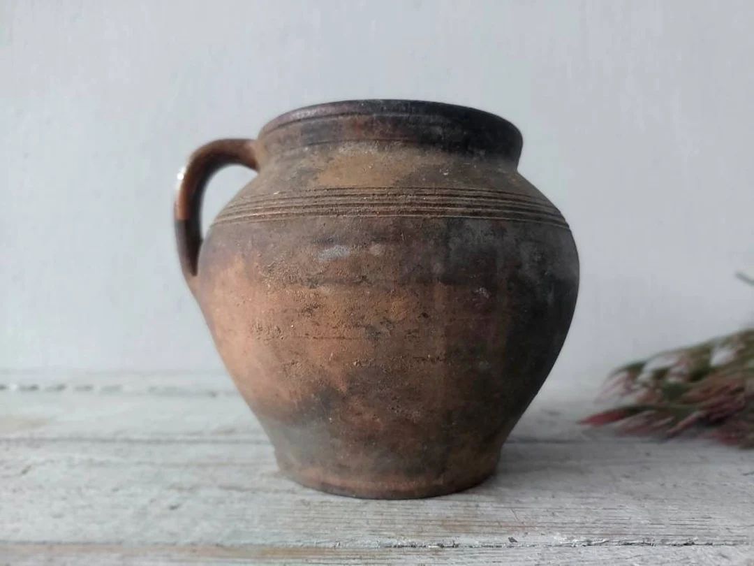 small old clay pot. Wabi sabi pottery.  Farm house Rustic Décor | Etsy (US)