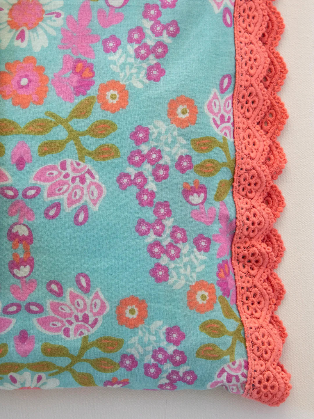 Mix & Match Cotton Pillowcase - Teal Medallion Floral | Natural Life