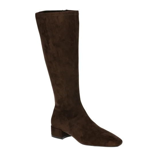 Scoop Women's Faux Suede Knee High Stretch Block Heel Boots (Wide Width Available) | Walmart (US)