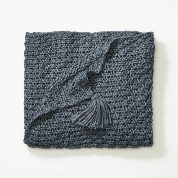 Chunky Knit Throw Blanket Slate Blue - Threshold&#8482; designed with Studio McGee | Target