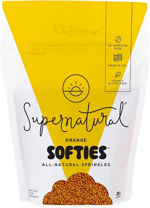 Supernatural Orange Softies Sprinkles, Dye-Free Vegan Dessert Decor, 16oz | Amazon (US)