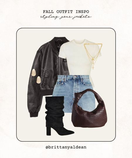 Having a good leather jacket is crucial for fall layering looks. I linked this jacket and another that is so similar. I love this purse as well - a similar style to the Jodie. 

purse l bag l skirt l jean skirt l jacket l boots l fall l fall outfit 