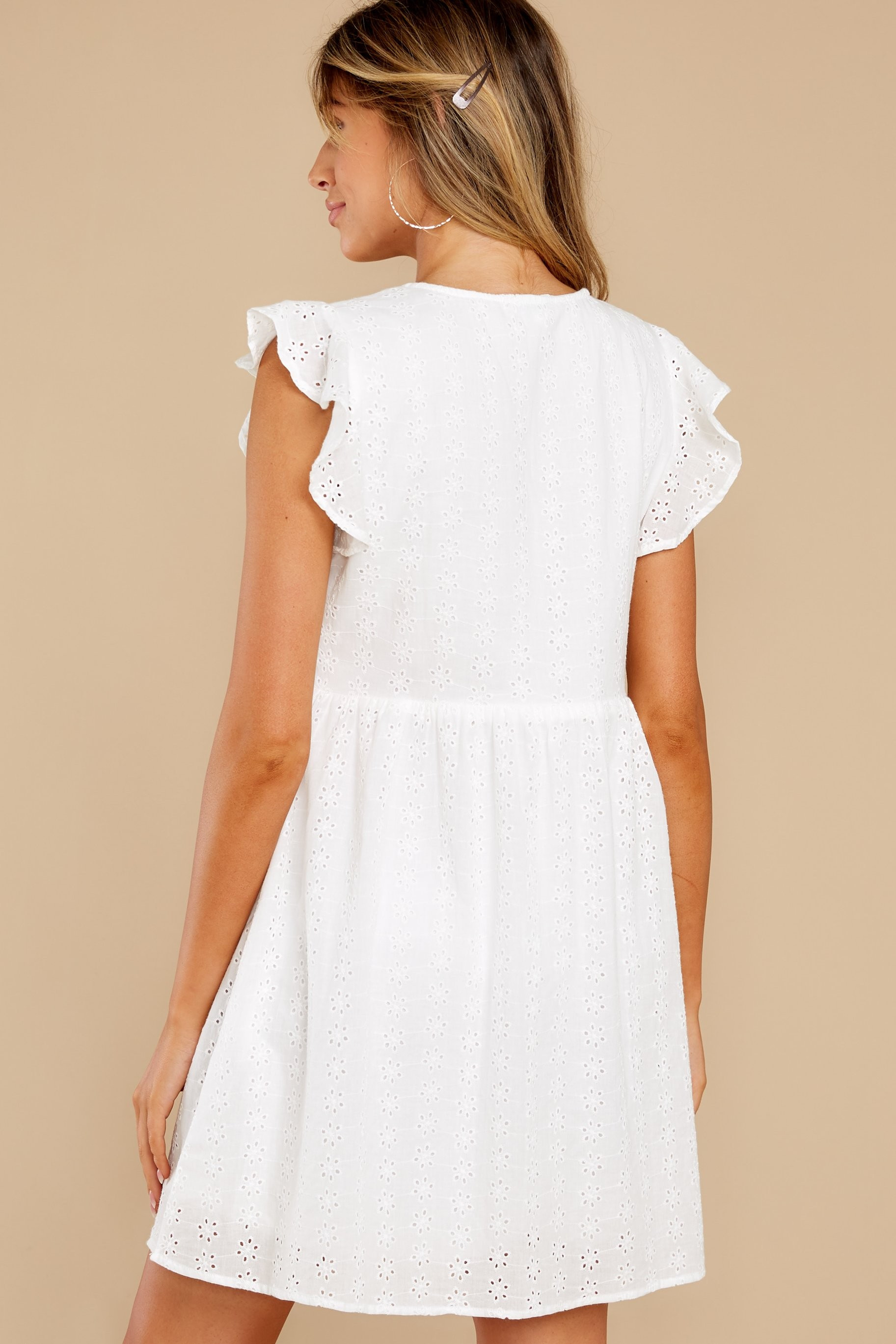 Be My Sweetheart White Eyelet Dress | Red Dress 
