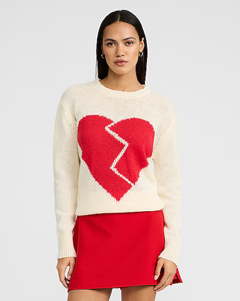 Broken Heart Graphic Crew Neck Sweater | Express