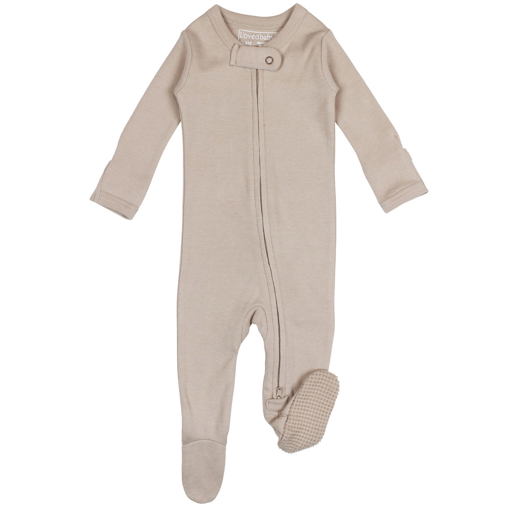 Organic Cotton Zipper Footie, Oatmeal | SpearmintLOVE