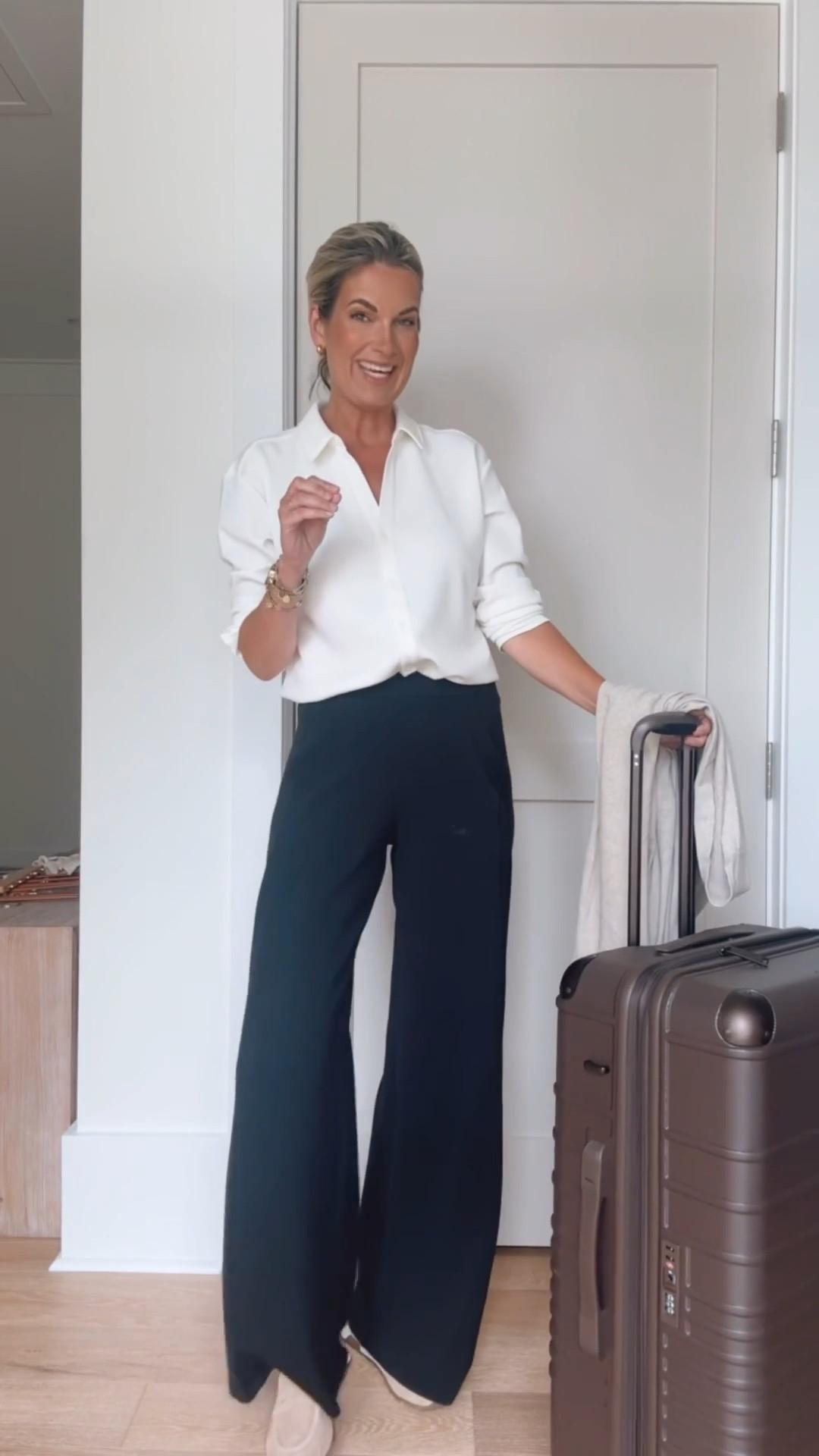 Travel outfit.  This top is restocked in all sizes and the pants are on sale!! Wearing small in the top and xs tall in the pants. I am 5’11”. Use my new customer discount code RACHELXSPANX for a 15% off discount.

#LTKTravel #LTKSaleAlert #LTKTall