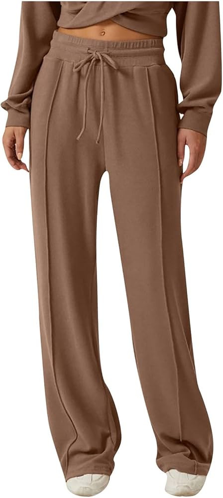 NEBZCIV Womens Baggy Sweatpants Drawstring Wide Leg Pants Soft Lounge Pants Comfy Palazzo Pants C... | Amazon (US)