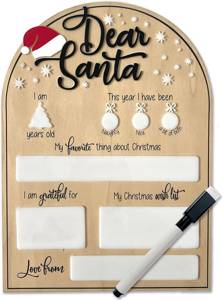 Dear Santa Photo Board | Christmas Photo Prop with Dry Erase Marker - Personalized Holiday Keepsa... | Amazon (US)