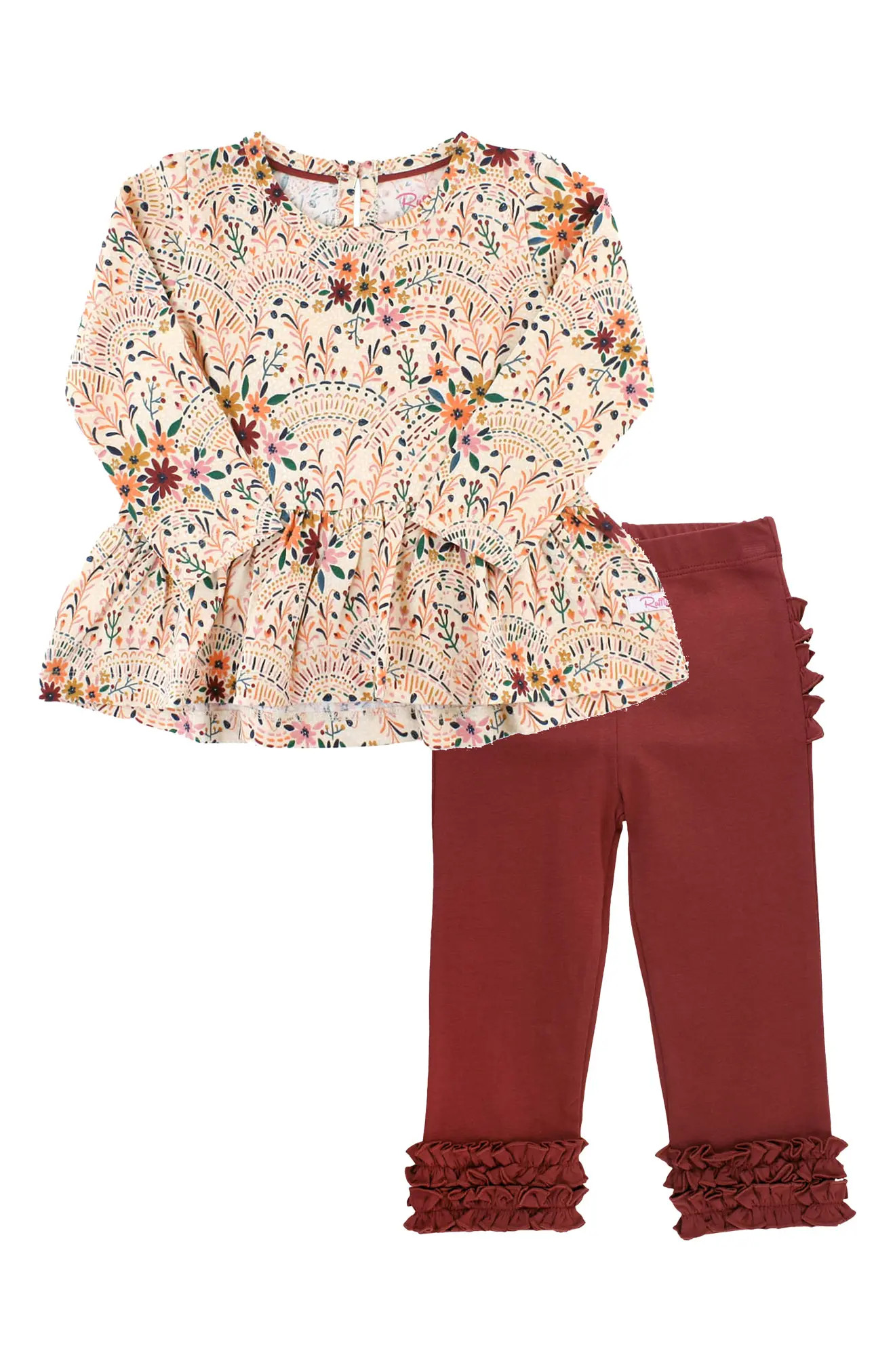 Infant Girl's Rufflebutts Lace Is More Printed Peplum Top & Ruffle Leggings Set | Nordstrom