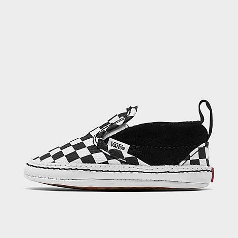 Infant Checker Slip-On V Crib Shoes in White/Black Size 4.0 Canvas/Suede by Vans | JD Sports (US)