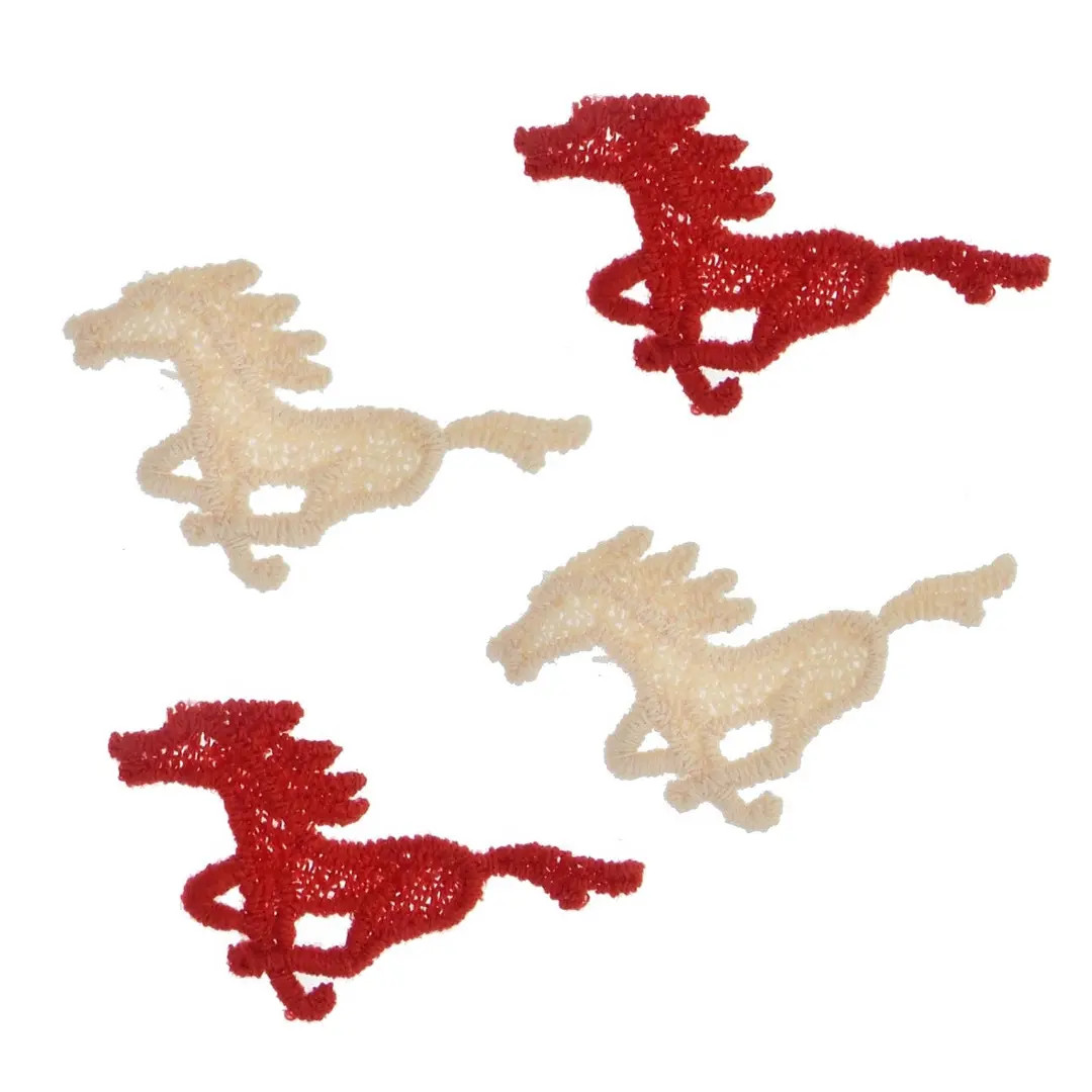 Racing Horses Applique Embroidered Sewing Patches Available in Red Horses and Beige Horses DIY De... | Etsy (US)