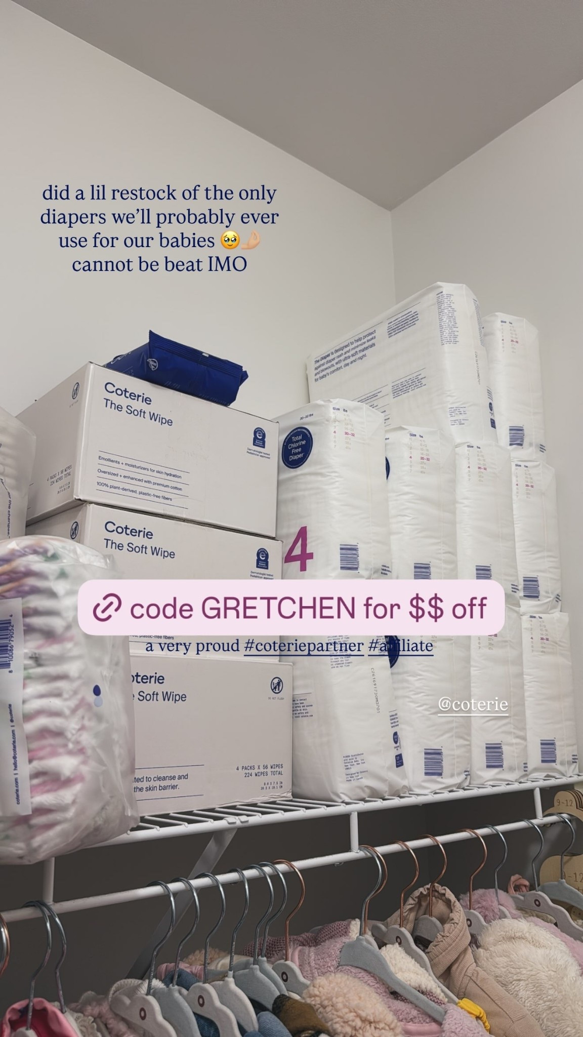 a very proud #coteriepartner #affiliate  @coterie  did a lil restock of the only diapers we’ll probably ever use for our babies 🥹🤌🏼 cannot be beat IMO