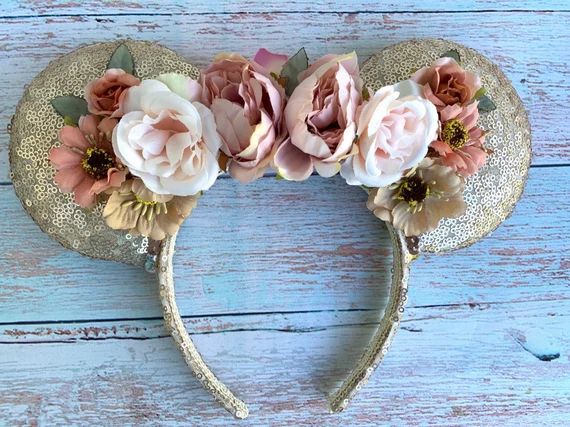 Sequins Floral Mickey Ears Flowers Disney Ears  Sequins | Etsy | Etsy (US)