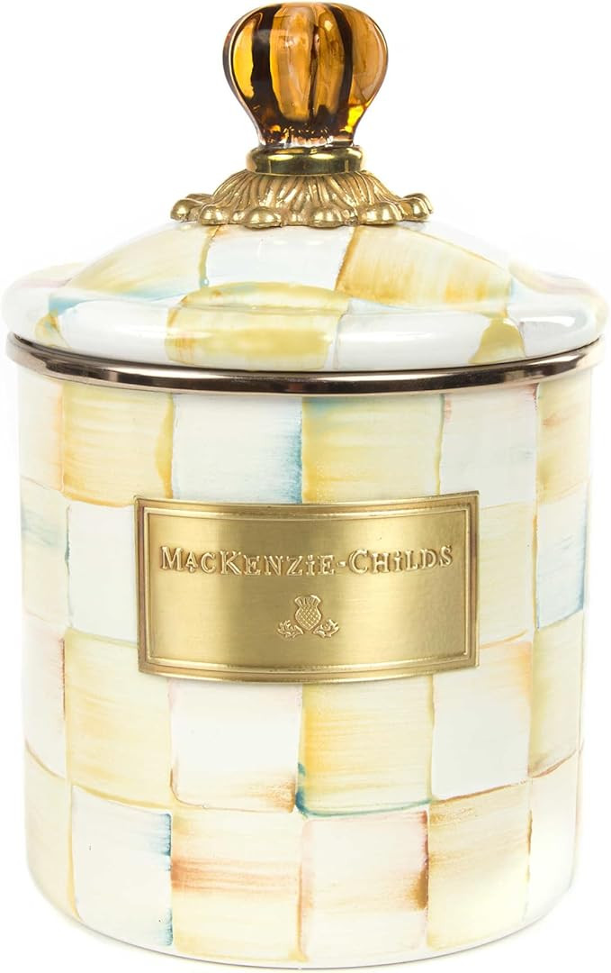 MACKENZIE-CHILDS Parchment Check Canister with Lid, Decorative Food Canister, Small | Amazon (US)