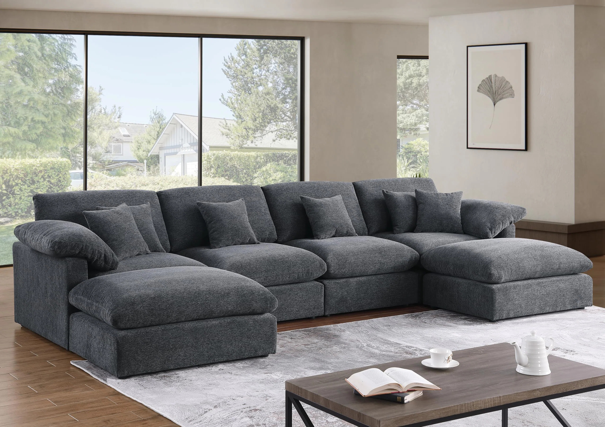 6 - Piece 155.7" U Shape Sectional Sofa Cloud Couch With Removable Ottomans | Wayfair North America