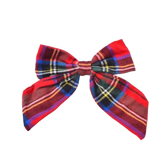 Bellefixe Christmas Bow Hair Clip | Women and Girls | Tartan Plaid Bow Clip (Cinnamon Spice) | Amazon (US)