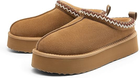 DREAM PAIRS Women's Platform Slippers Genuine Suede Slip-on Warm FuzzyEasy Autumn Winter Fluffy C... | Amazon (US)